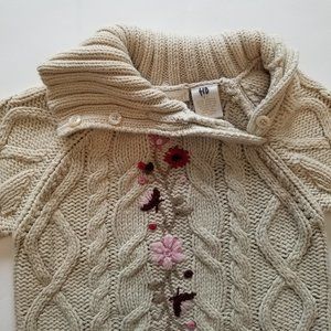 Cream Floral Cable Knit Sweater
